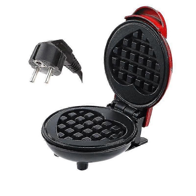 Mini Waffle Maker Non-stick Coating Electric Non-stick Waffle Maker Red Heart European Style