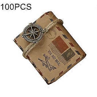 100 PCS Retro Kraft Paper A Compass Mail Pattern Sugar Box