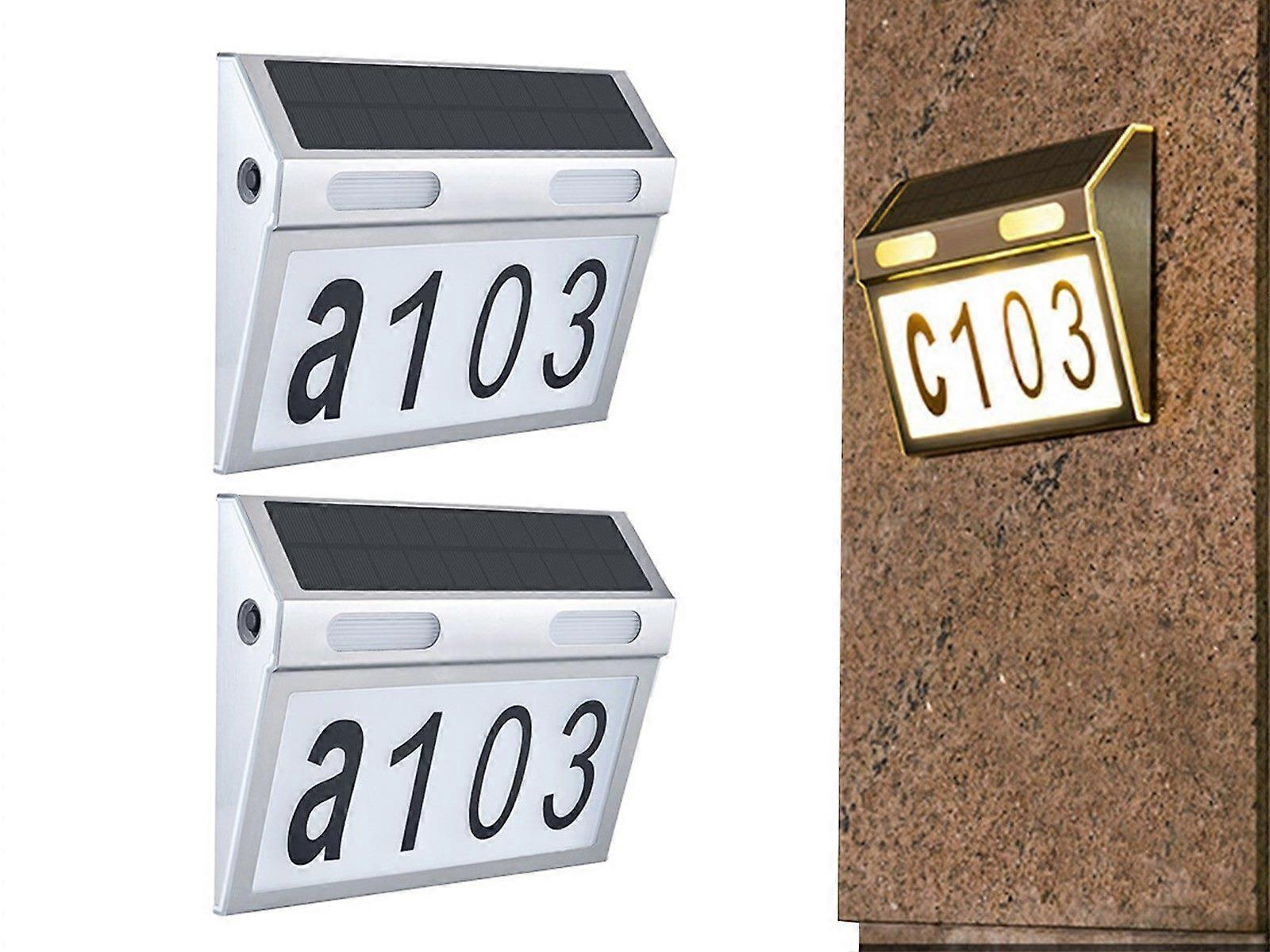 2PCS Solar House Number Light Wall Mount Illuminated House Address Signs Lamp