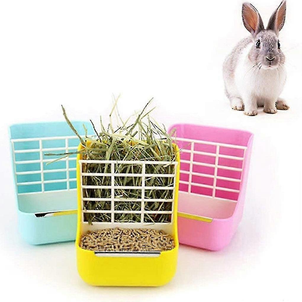 Grass Stand Plastic Small Animals Feeder Removable 2-in-1 Pet Food Feeder Grass Rack Fixed Feeder