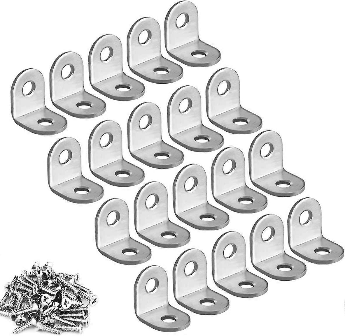 20 Pieces Stainless Stee L Bracket (0.78 x 0.78 inch20 x 20 mm) Corner Braces Joint Right Angle Bracket Fastener L Shaped Corner Fastener Joints Suppo
