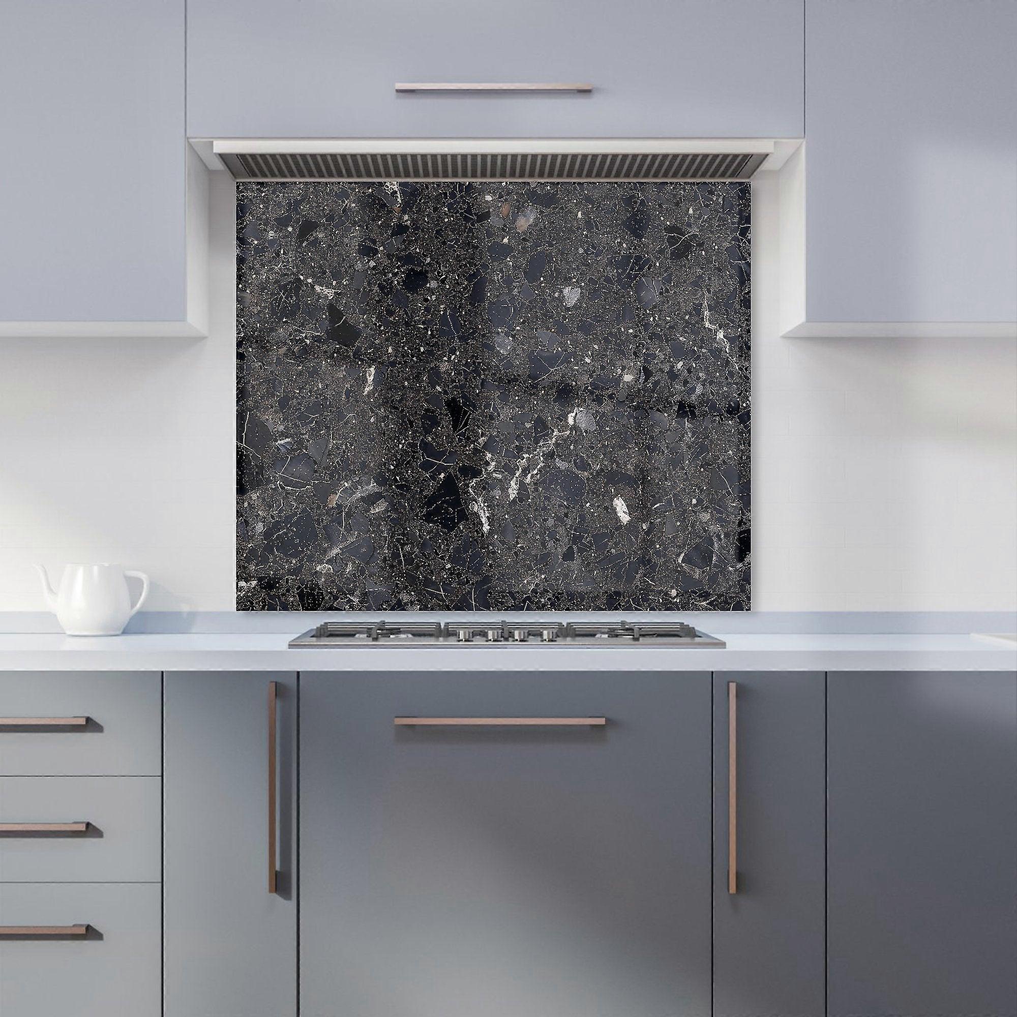 Dark Grey Quartz Effect Kitchen Splashback