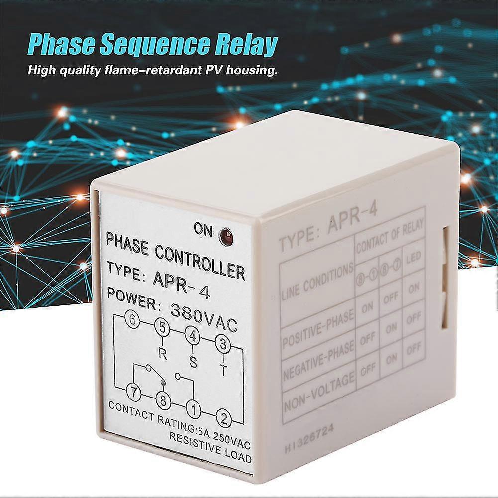 Contrôleur de séquence de phases 10 A (380 VCA) APR-4 Relais de protection contre les pertes de phase inverses