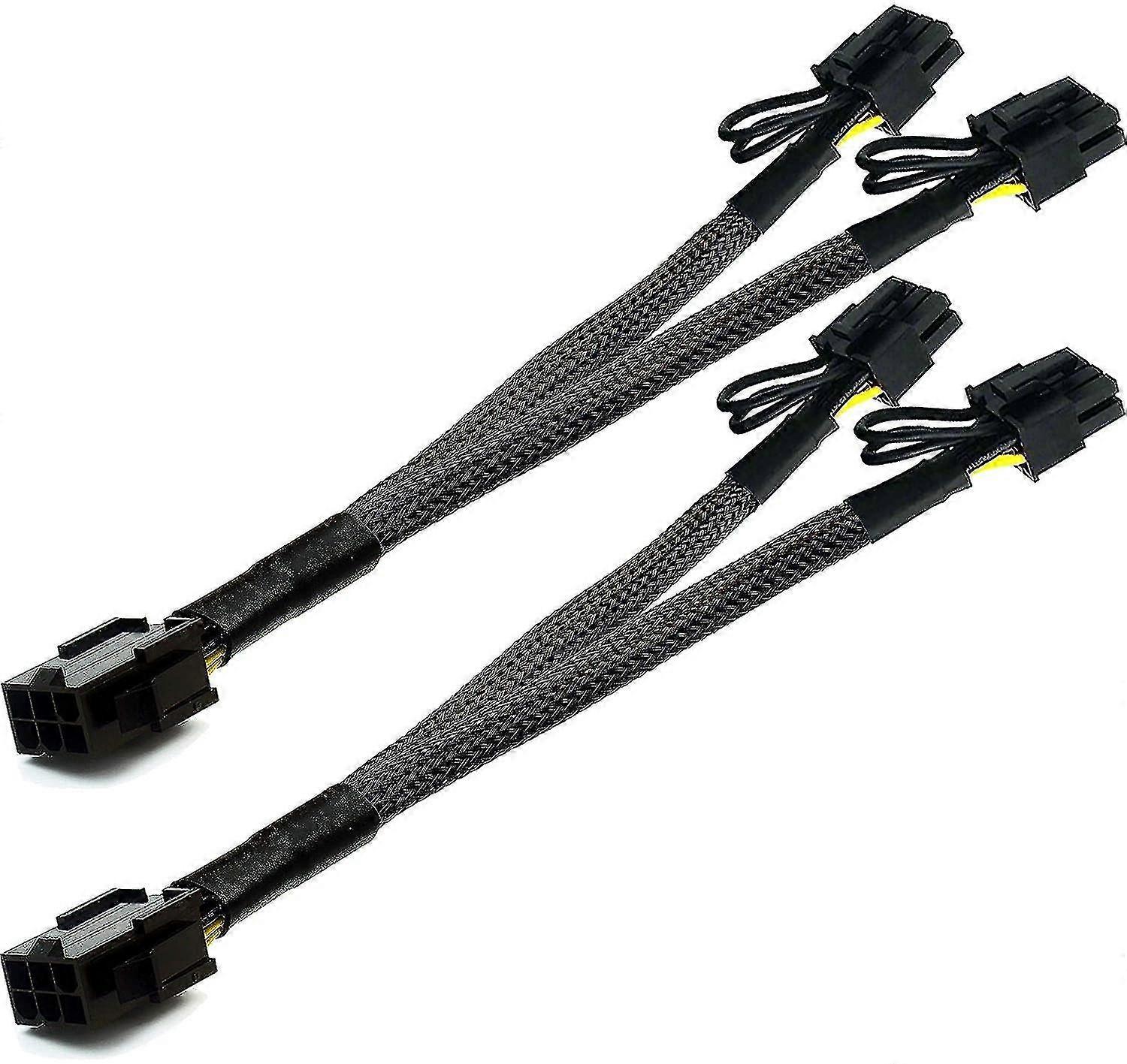 2 Pack Pci-e 6 Pin To Dual Pcie 8 Pin (6+2) Graphics Card Pci Express Power Adapter Extension Cable Mining Video Card Sleeved Power Cable 25cm