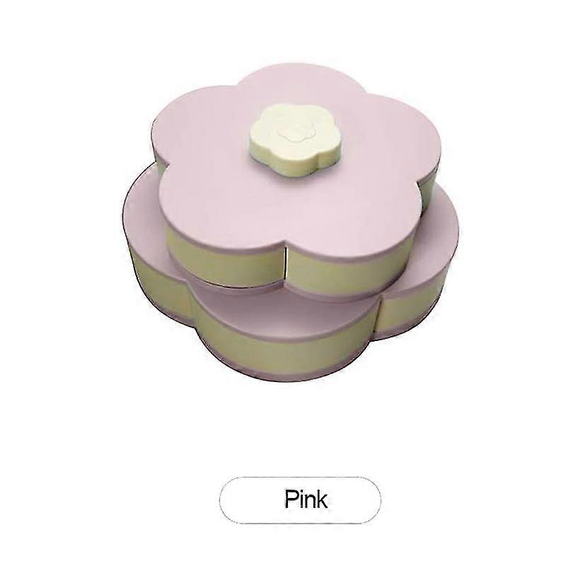 Double Layers Snack Box Candy Plates Petal Shape Rotating Snack Tray