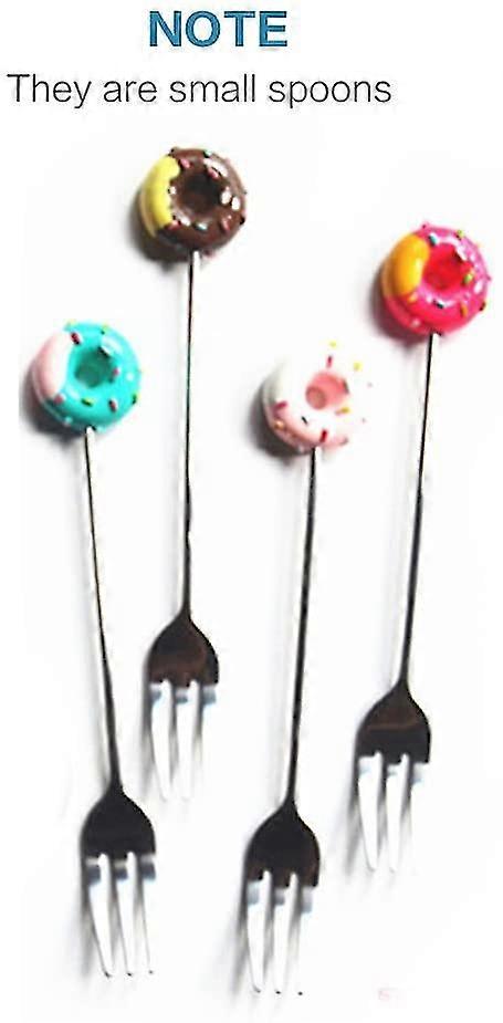Little Cute Donut Fork, Stainless Steel Salsa Fork, Sugar Funny Cake Bread Forks, Baby Kids Tableware, Dessert Forks, Fruit Fork, Multi-functional Kit