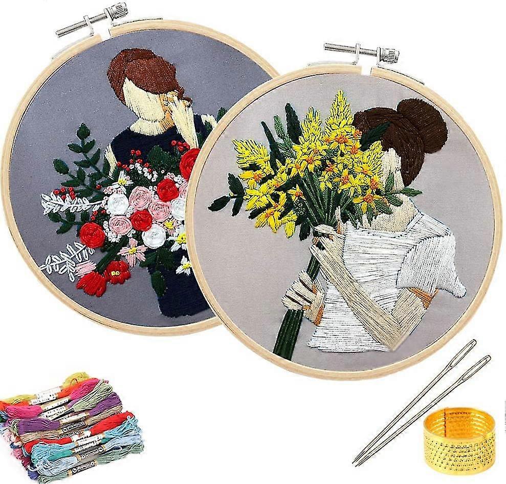 Diy Embroidery Starter Kits With Patterns Full Line Stamping Embroidery Kits With Instructions