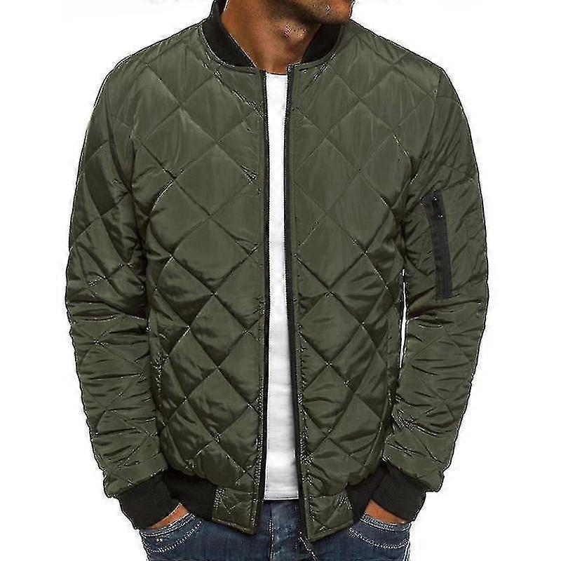 Men Jacket Quilted Padded Coat Bomber Jacket Outerwear Tops