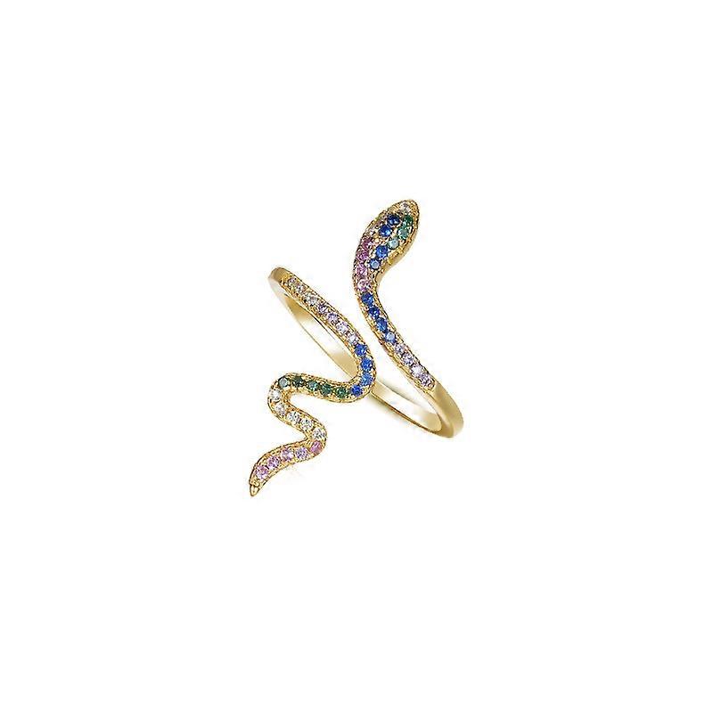 925 Sterling Silver Snake Ring with Fancy Color Diamonds