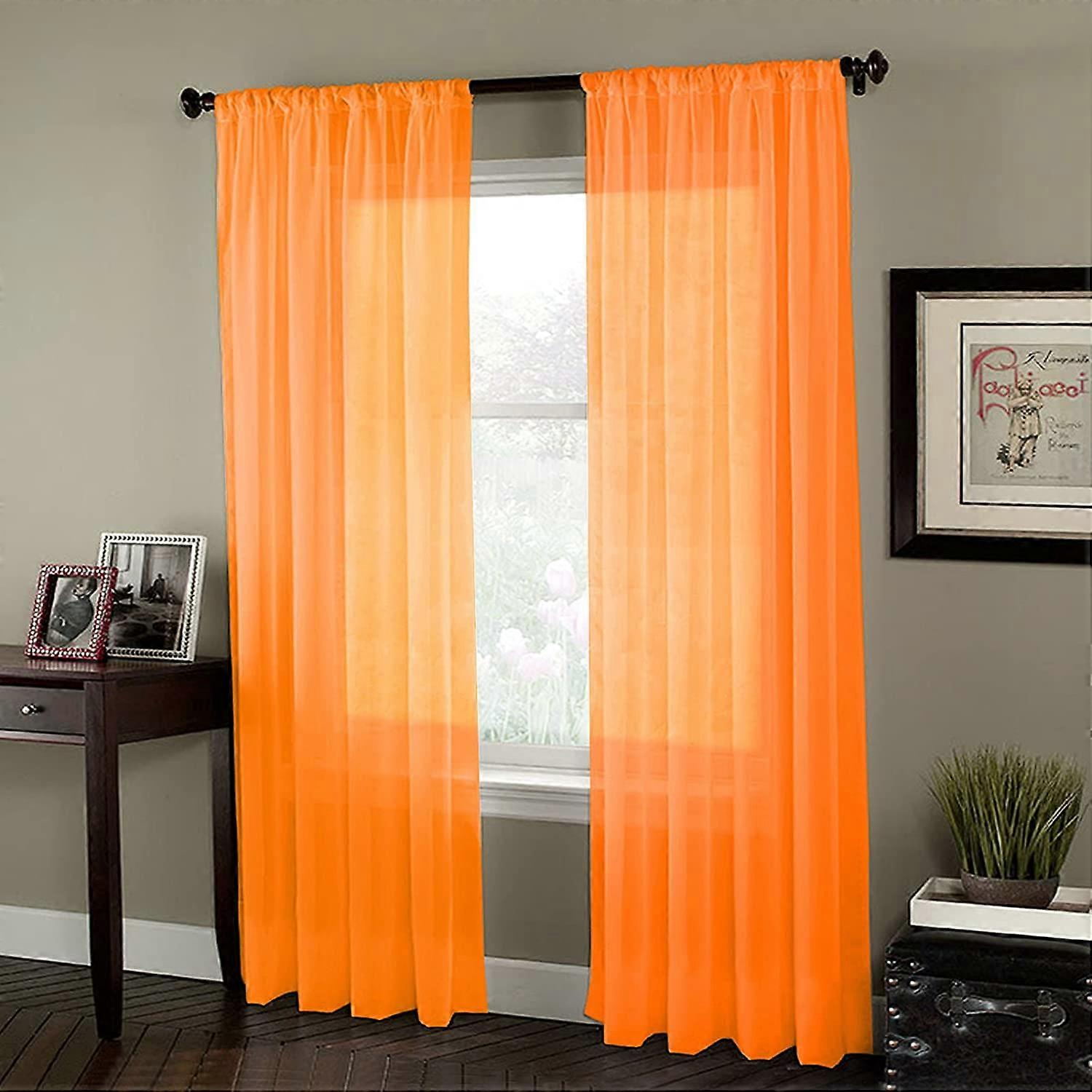 2 Panels Voile Curtains Woven Voile Slot Top Curtains 132 Wide 213cm Drop Blackout Curtains Pair of Single-Layer Voile Net Curtain