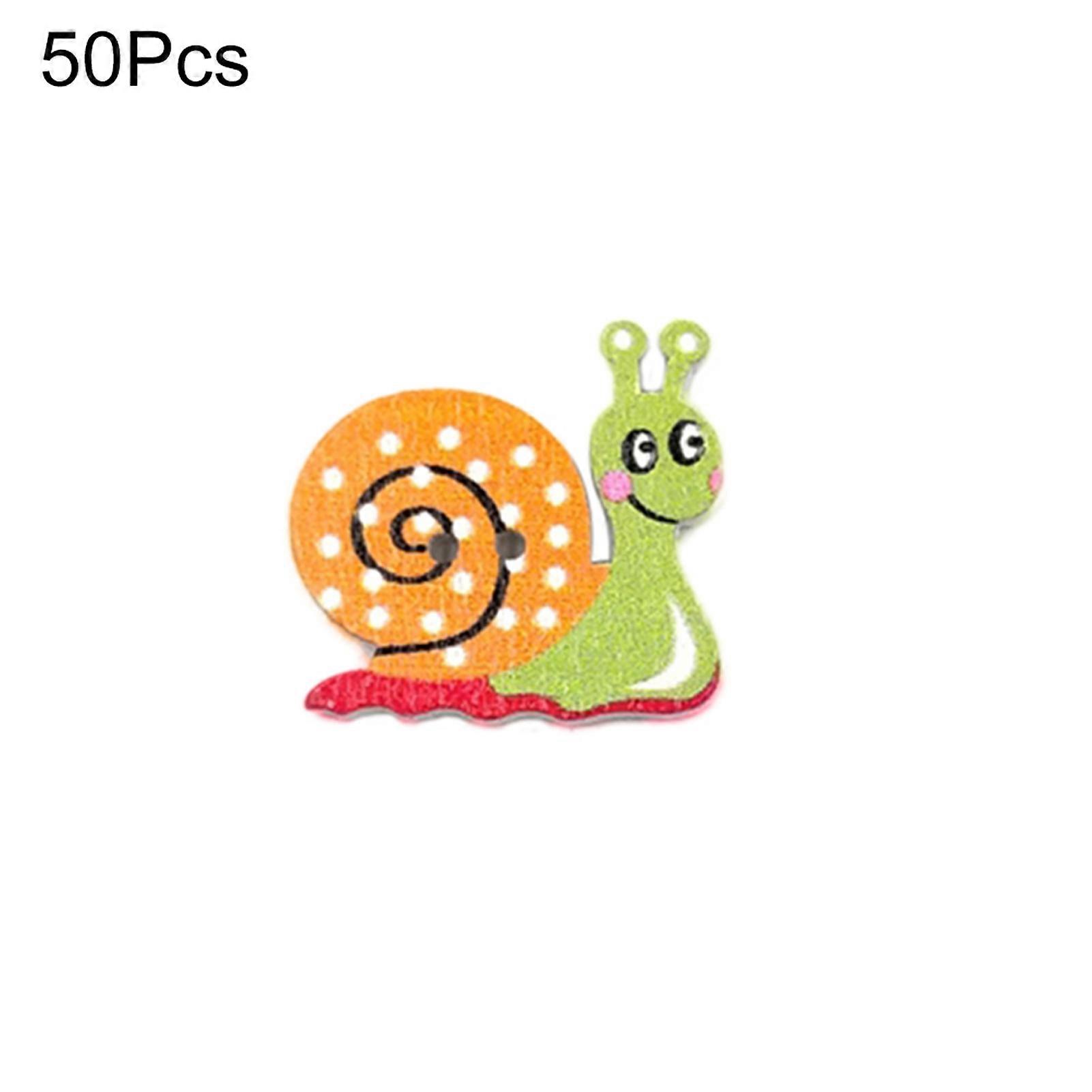 50Pcs Cute Snail Wooden Buttons Sewing Scrapbooking Art Craft DIY Decoration