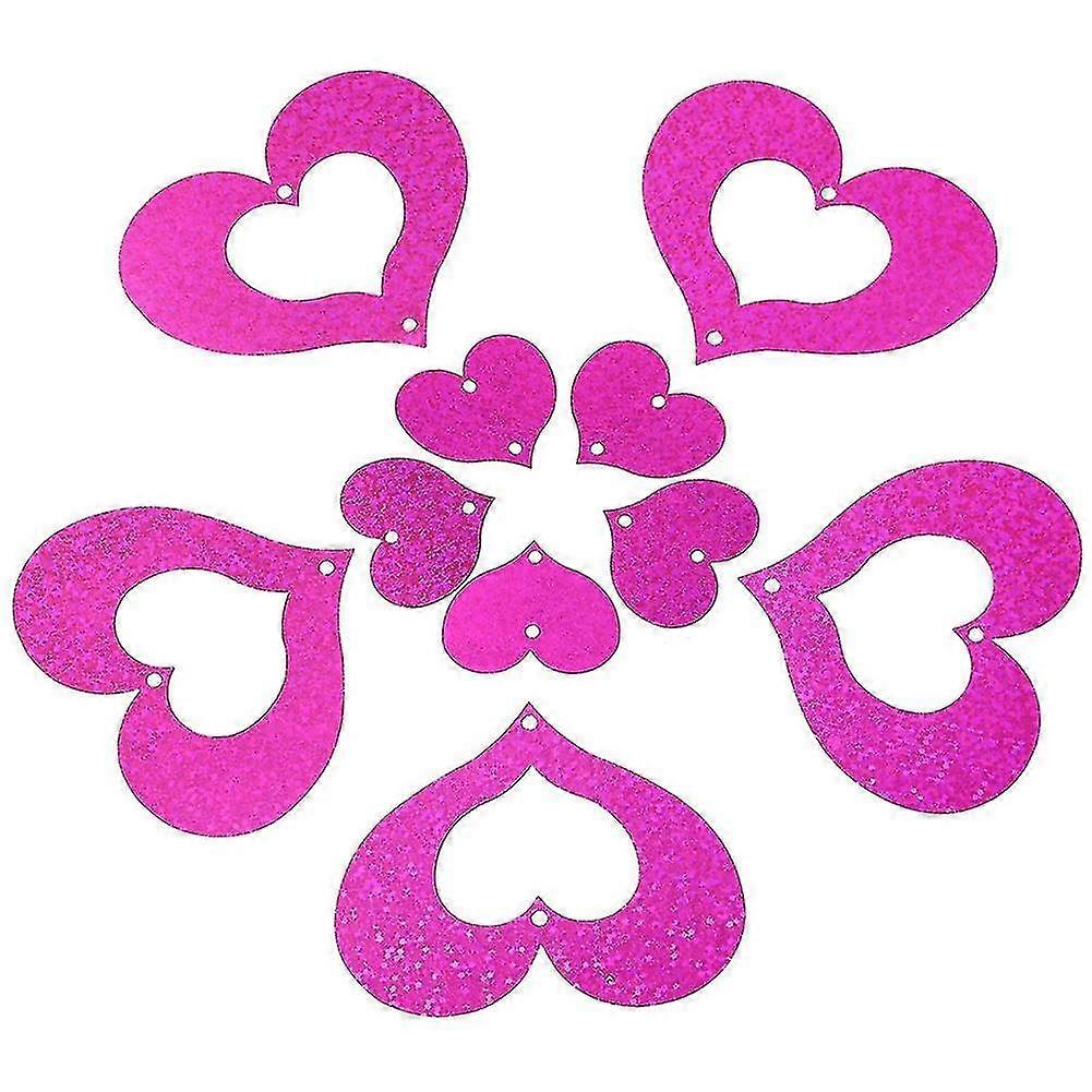 100 Pack Rose Red Glitter Heart Pendant Bow Decorations Wedding