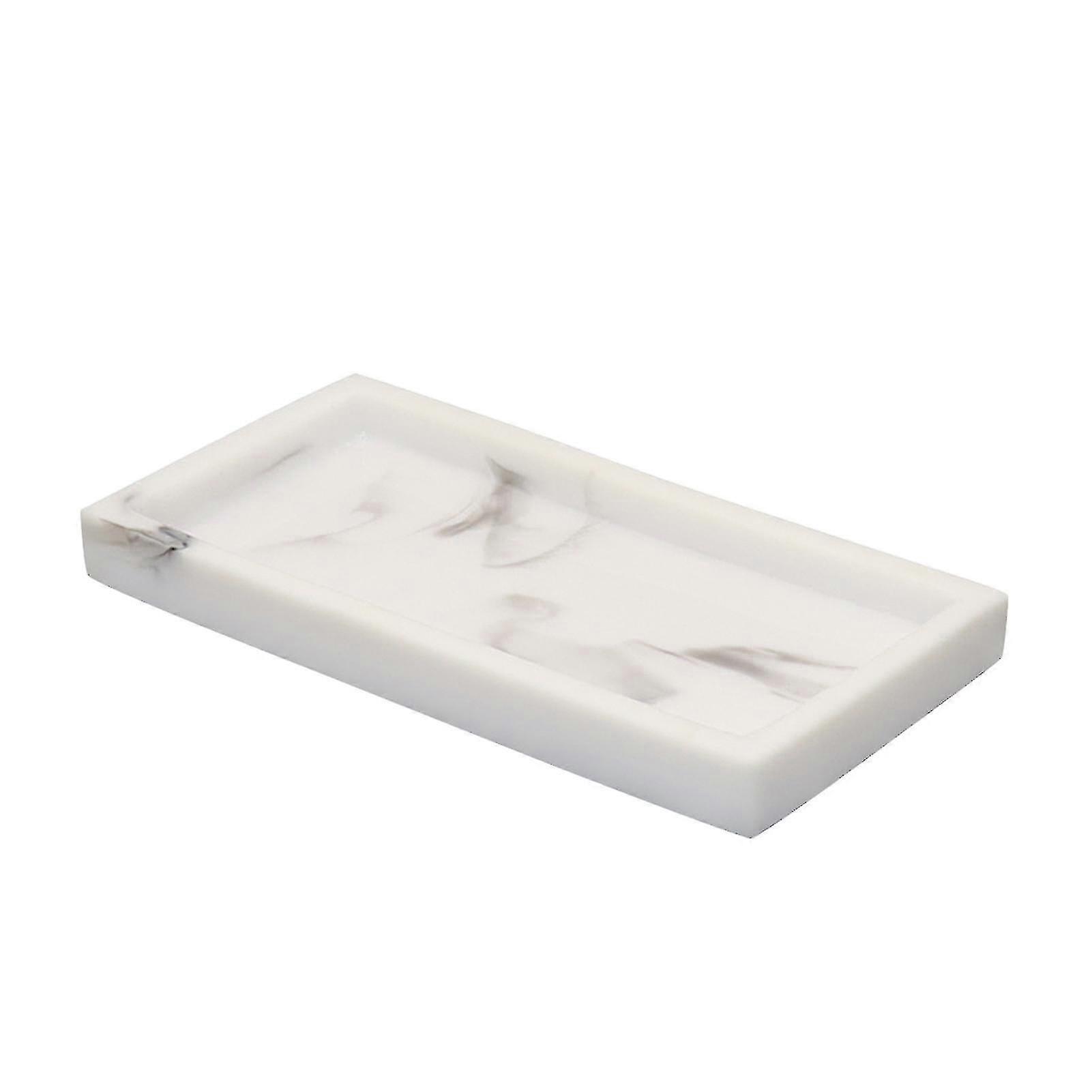 Non Slip Rectangular Plate Countertop Bathroom Tray Marble Texture Home Decor