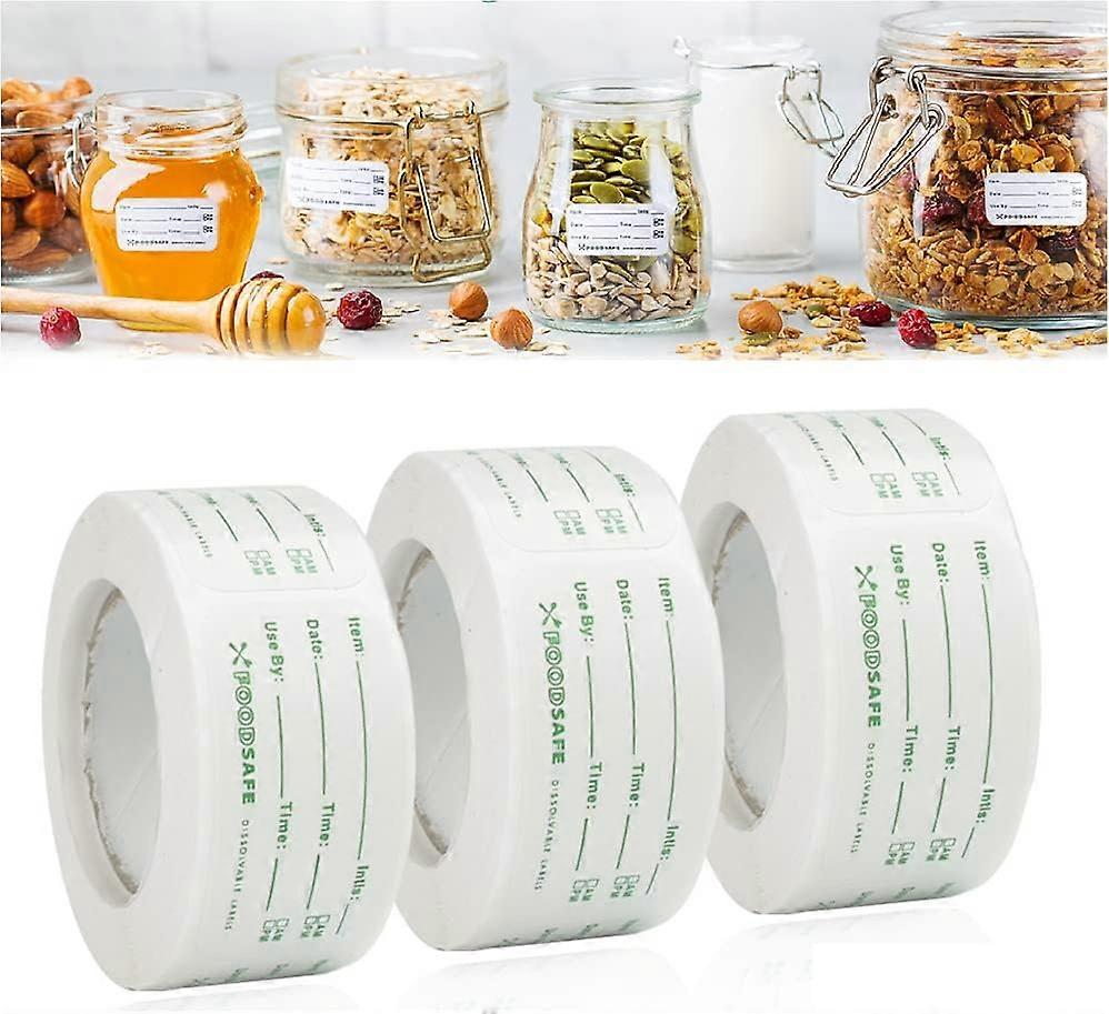 3 Rolls Freezer Labels, Self-Adhesive Freezer Date Labels, Food Labels for Household, Containers, Jam