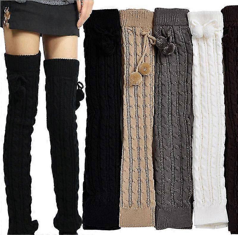 מחממי רגליים חמים חדשים לחורף לנשים סרוגים גרביים עבים ארוכות מעל הברך