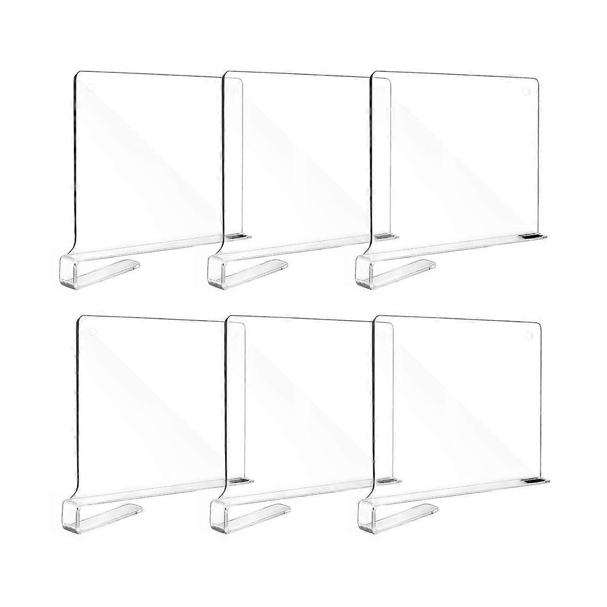 6Pcs Clear Acrylic Shelf Dividers for Organization Closets Shelf and Closet Separator for Bedroom O