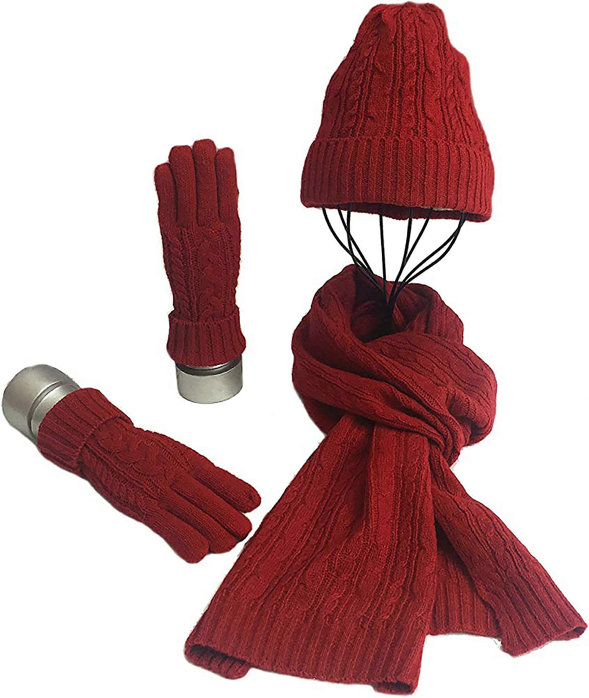 Women's Beanie Scarf Gloves Set