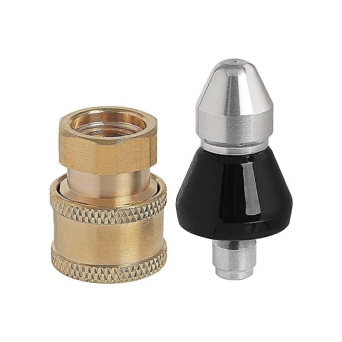 Sewer Cleaning Tool High-Pressure Nozzle, 1/4inch 1 Front 6 Rear Sewer Jetter Nozzle and Pressure W