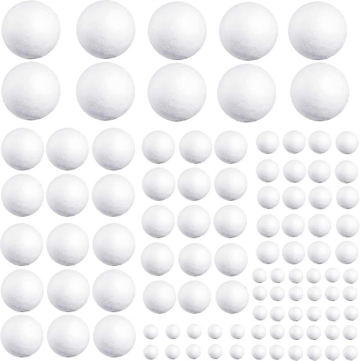 5 Sizes White Foam Balls Polystyrene Craft Balls Smooth Solid Sphere Styrofoam Art Decoration Foam Balls For Diy Art Craft, School Projects, Household