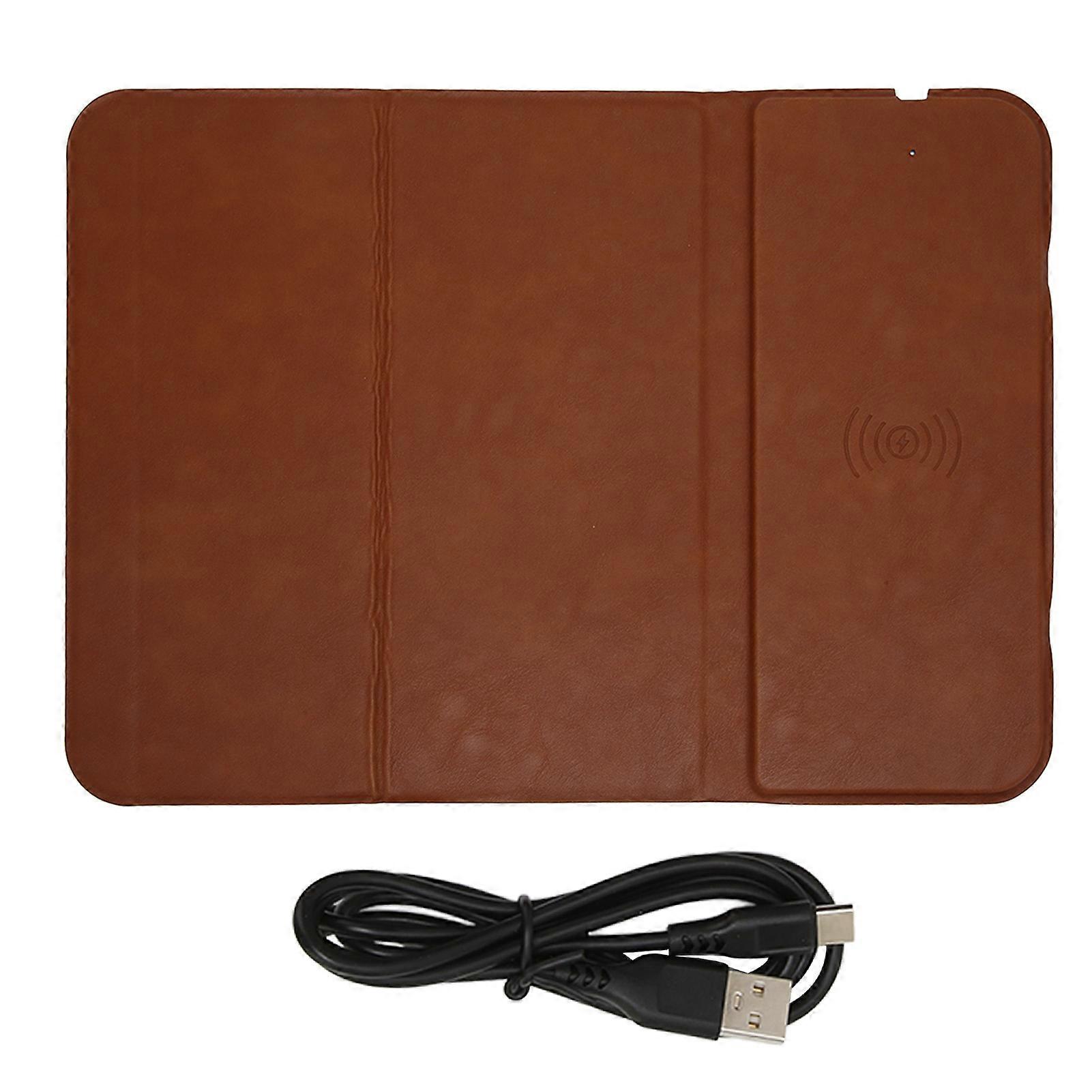 Wireless Charging Mouse Pad 3 Folded Lightweight Portable Safety Protection Function Mouse Pad Phone Charger Brown