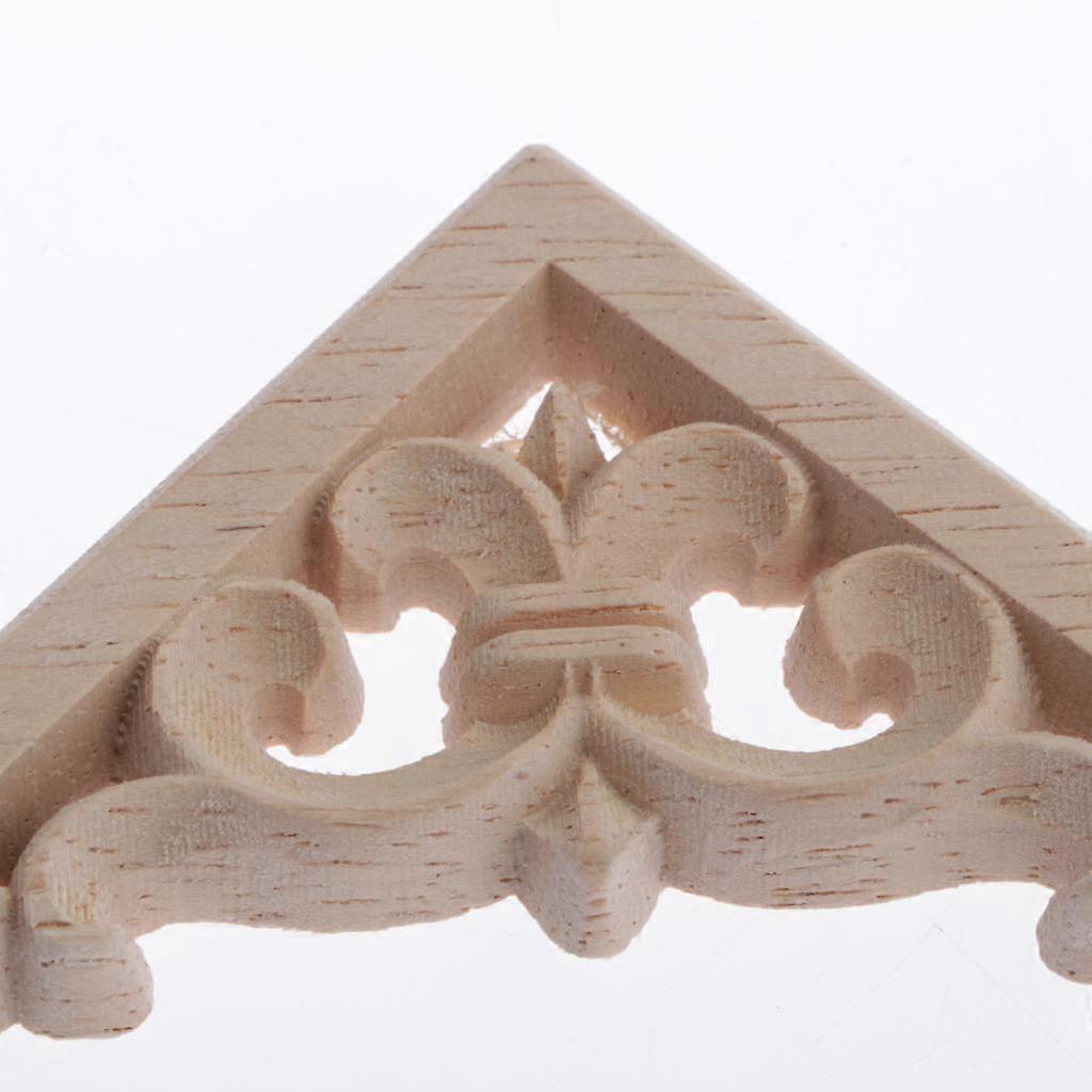 2x Natural Solid Wood Carved Applique Unpainted