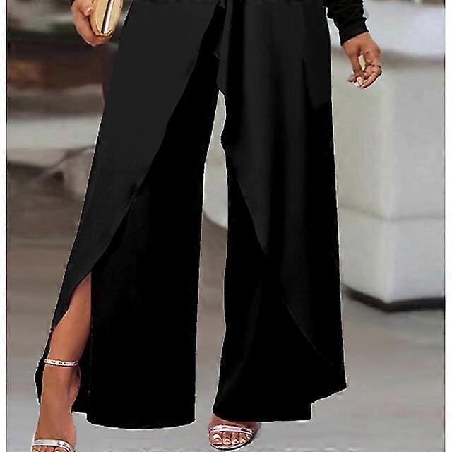 Generisch Combinaison D'été élégante Pour Femme - Taille Haute - Feuille Sans Manches - Col En V - Jupe Plissée à Jambes Larges - Robes D'été Pour Femmes, A, XXL