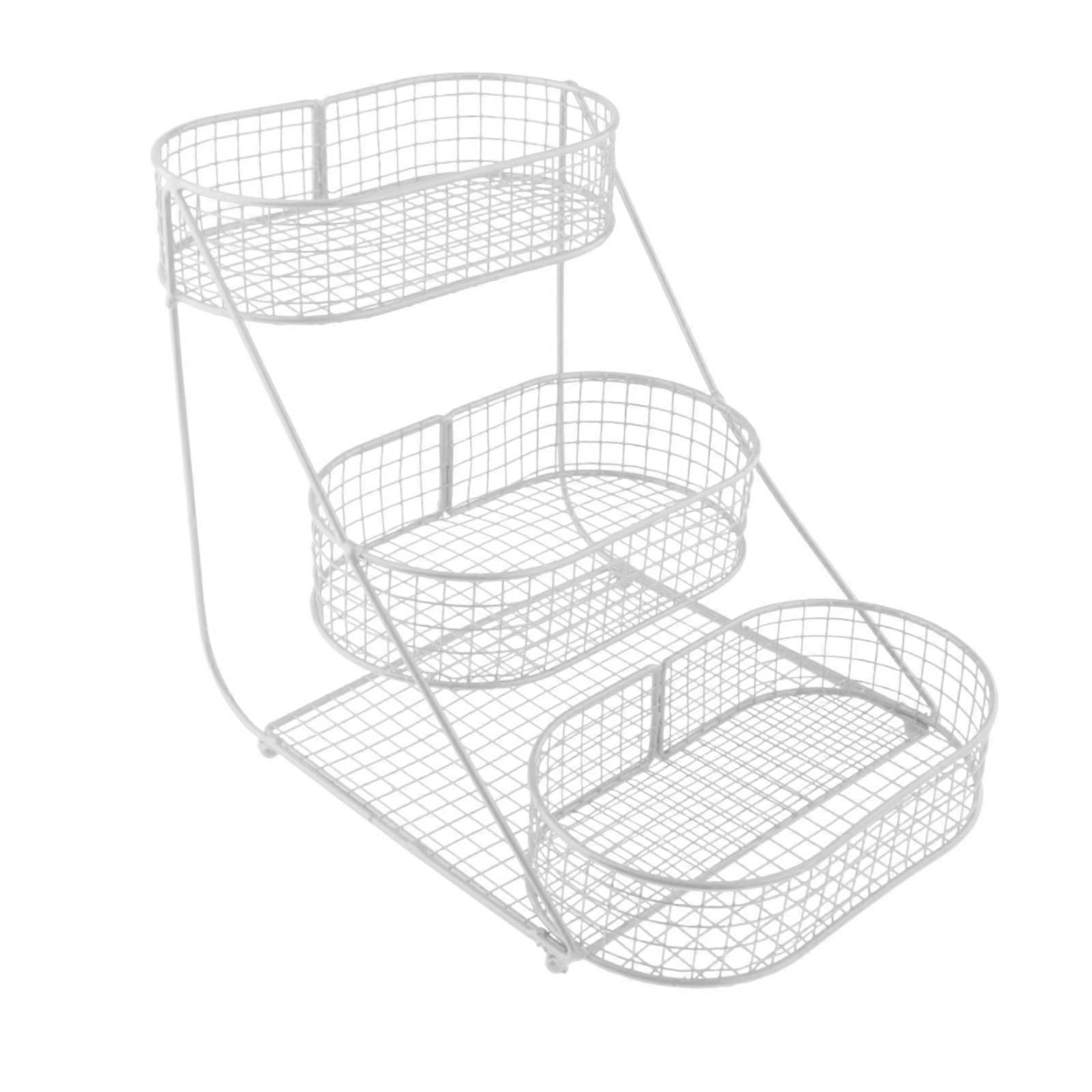 3 Tier Fruit Basket Counter Large Capacity Container Vegetables Storage Rack white