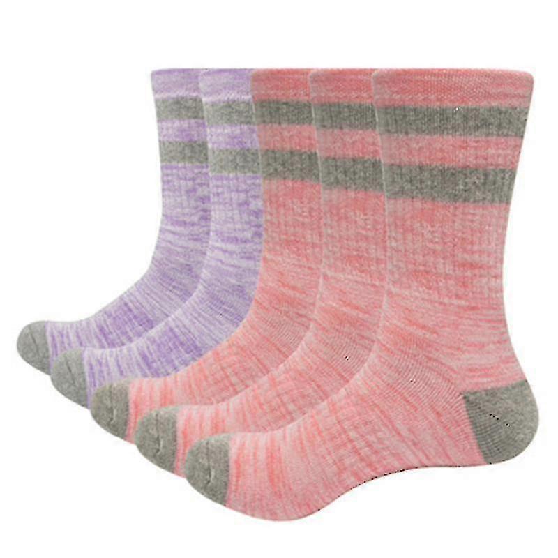 5 Pack Women's Cushioned Hiking Walking Socks, Crew Ankle Socks