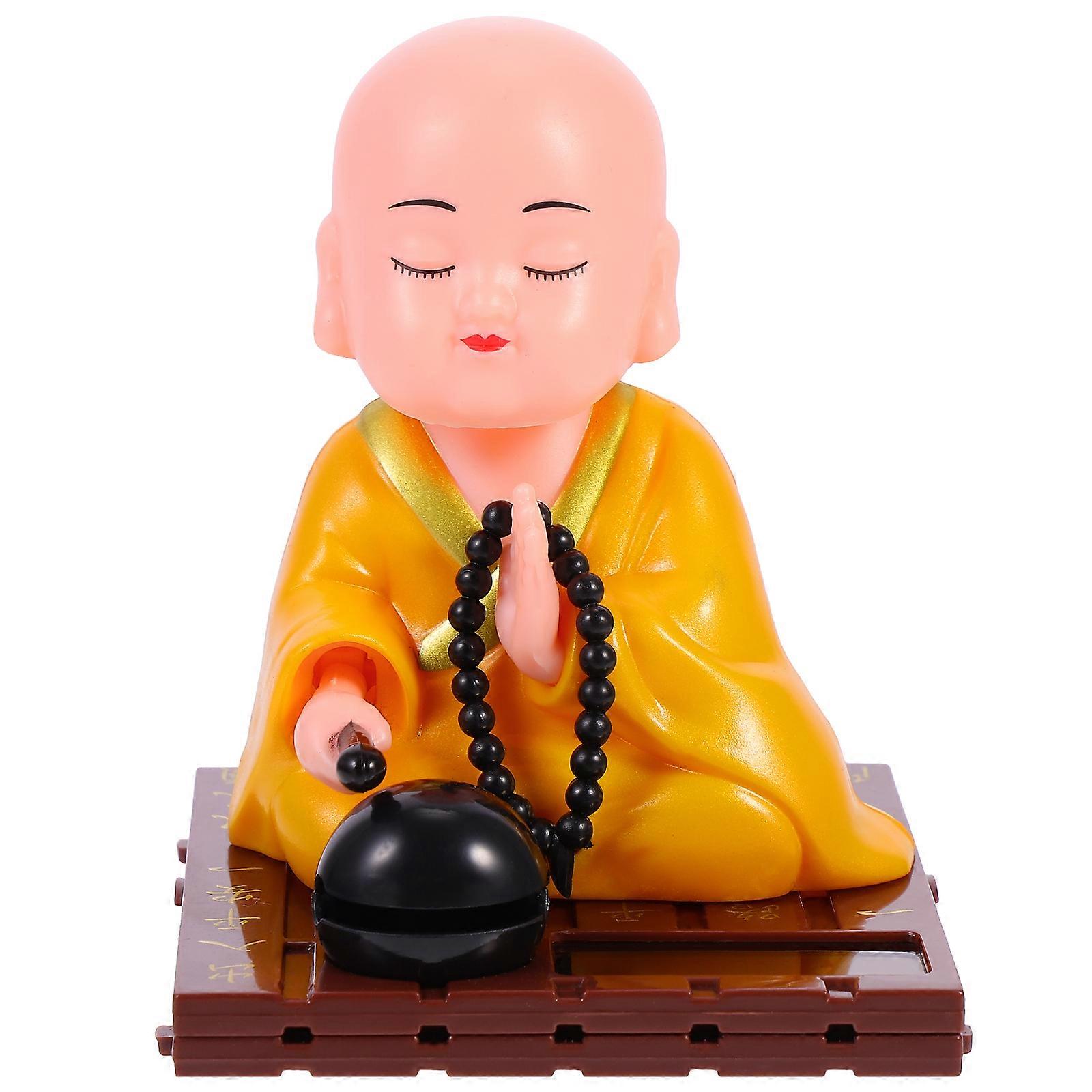 1pc Vivid Little Monk Ornament Adorable Car Monk Adornment Solar Monk Decor