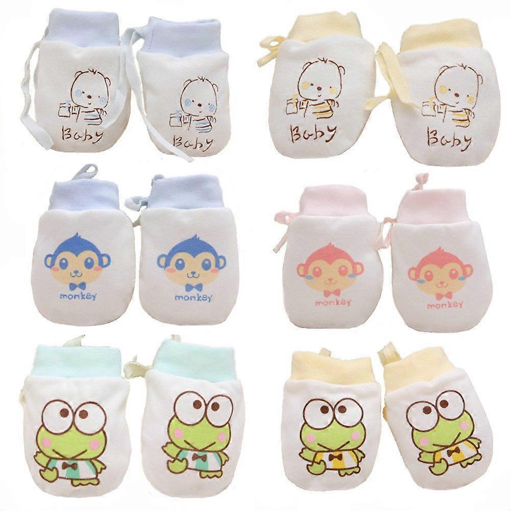 Cute Boys Girls Cotton No Scratch Gloves Drawstring Adjustable Baby Mittens (Pack of 6)