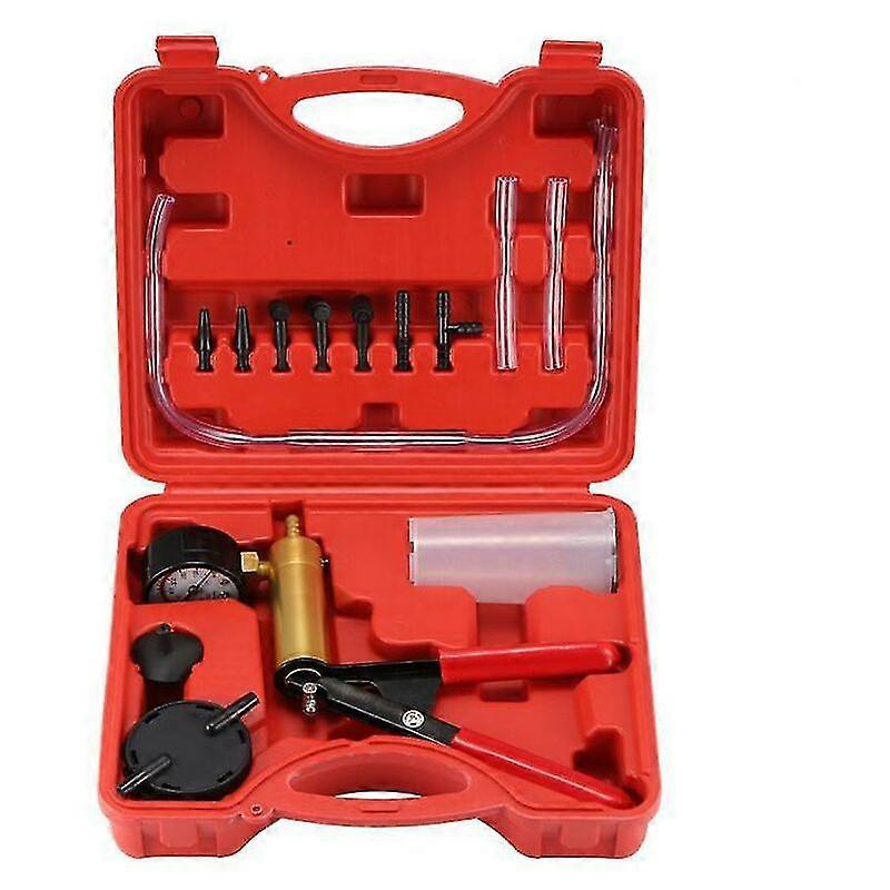 17pcs Pompa A Vuoto Spurgo Liquido Freni Spurgo Professionale Vuoto Tester 2 in 1 Kit di Strumenti Tester di Vuoto per Auto Strumento A Mano Scatola Rossa