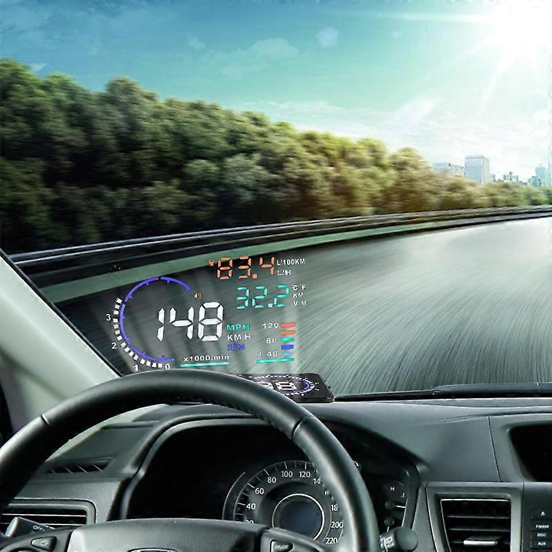 Multi Colour Design 5.5 A8 Car HUD Head Up Display Windshield Projector Speeding Warning Fuel OBD II and EOBD Speedometers