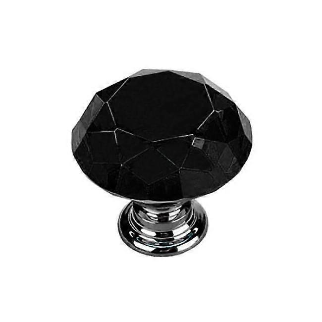 Knobs 2 pcs - Diamond / Crystal Black with silver base Black