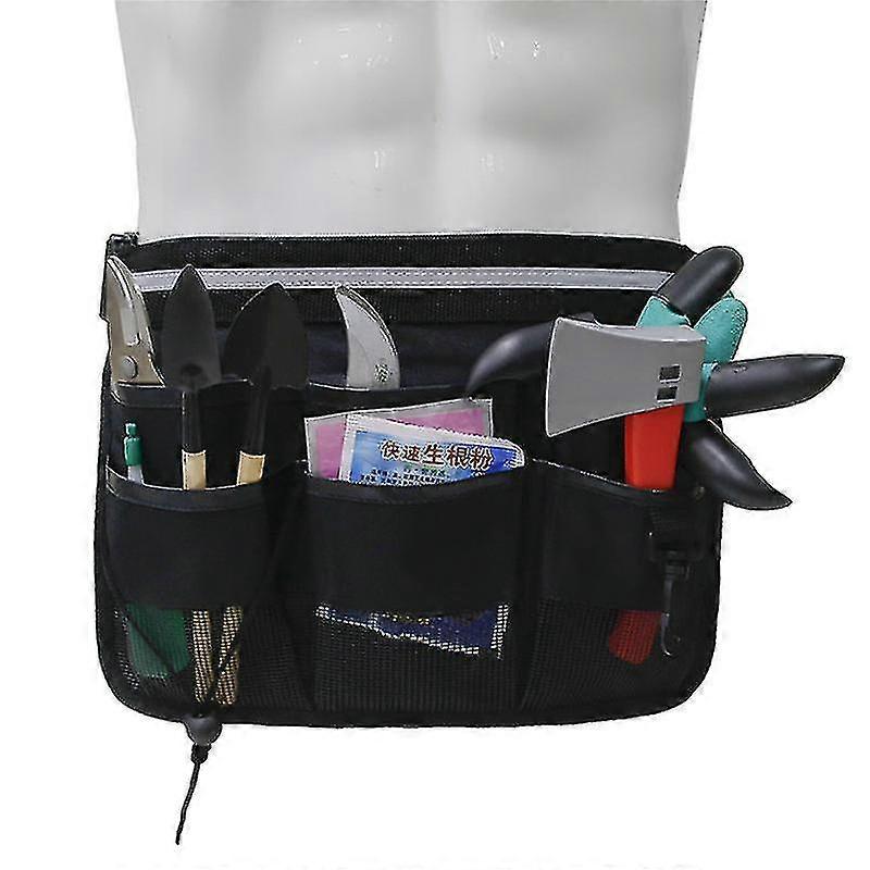 Gardening Tool Belt Waist Bag For Working Heavy Duty Oxford Tool Apron With 8 Pockets Of Different Sizes And Depth Black/green