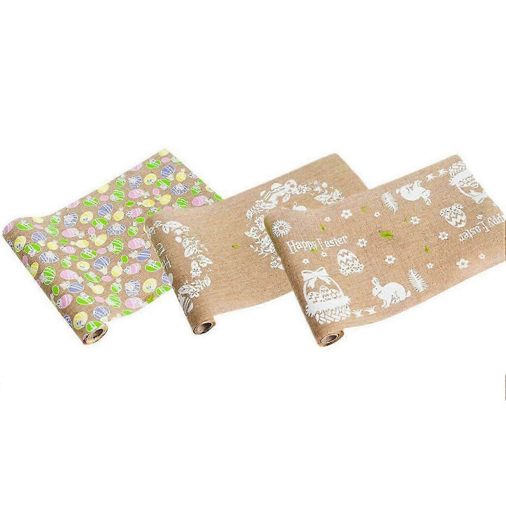 3 Pcs Easter Bunny Table Runner Easter Eggs Spring Tablecloth Cover Tableware Mat Home Decoration P