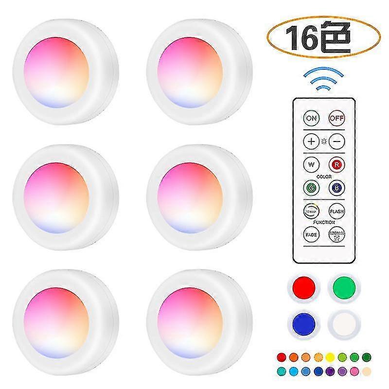 Mng Wireless Self Adhesive Led Spotlight - Dimmable Rgb Battery Operated Cupboard Lamp With Remote Control Battery Powered Cabinet Lights Kitche