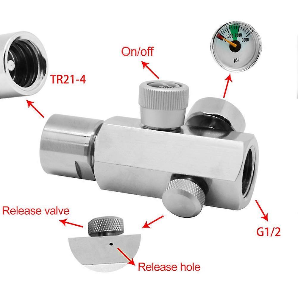 صمام محول الصودا CGA320 مع موصل فضي لمقياس 3000psi أنثى TR21-4 موصل فضي ل SodaStream