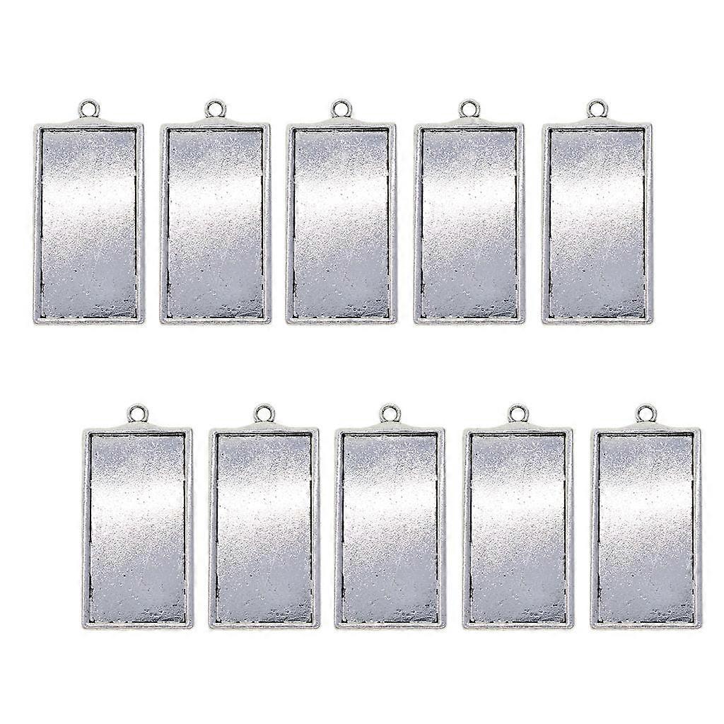 10x Rectangle Cabochon Bezel Blanks Pendant Trays Cameo Base Setting