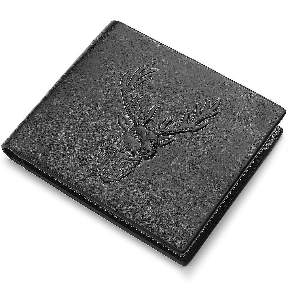 Men Short Embossed Deer Head Pattern Personalized Multi Card