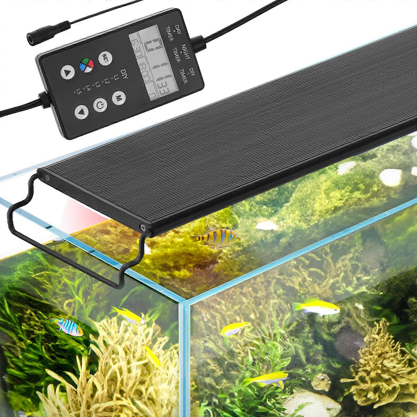 Aquarium Light with LCD MonitorAdjustable Brightness & Timer - Aluminum Alloy Shell Extendable Brackets for 30"-36" Freshwater Tank