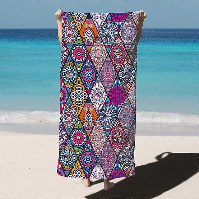 HiTurbo Microfiber Blanket Quick Drying Beach Towels, Oversized 35*71in Printing Towel, Super Absorbent Pool Towel Blanket, Bohe
