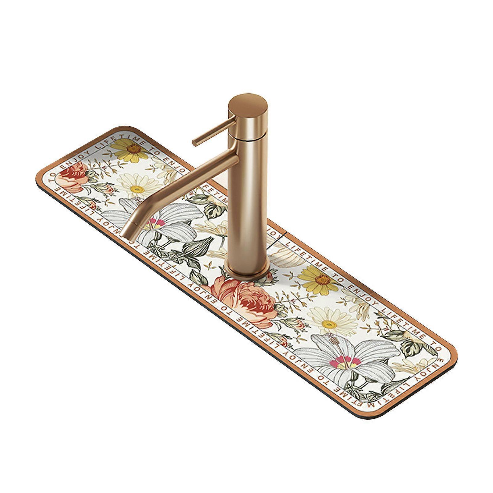Fantasy Style Faucet Draining Mat, Diatom Mud Faucet Non-Slip Drain Pad Sink Mat