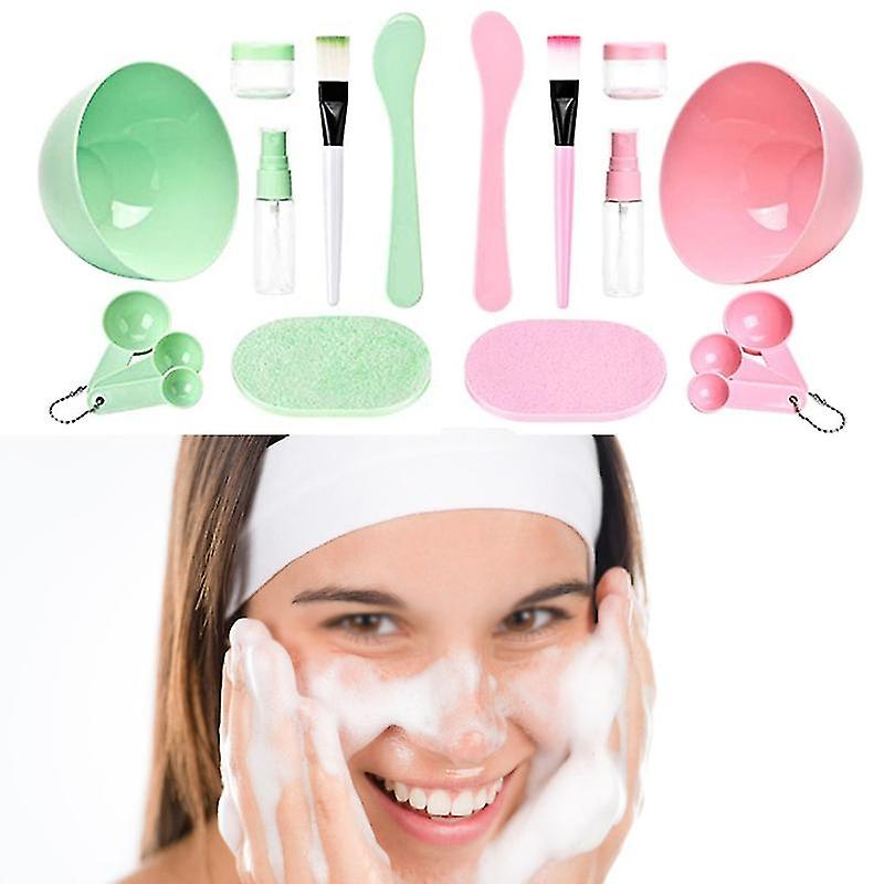 Mask Tool Set Diy Medium 9-in-1 Mask Bowl Spatula Brush Set Mixed Tool Set Bowl Stick Brush Gauge Cleaning Pad 9 Pieces