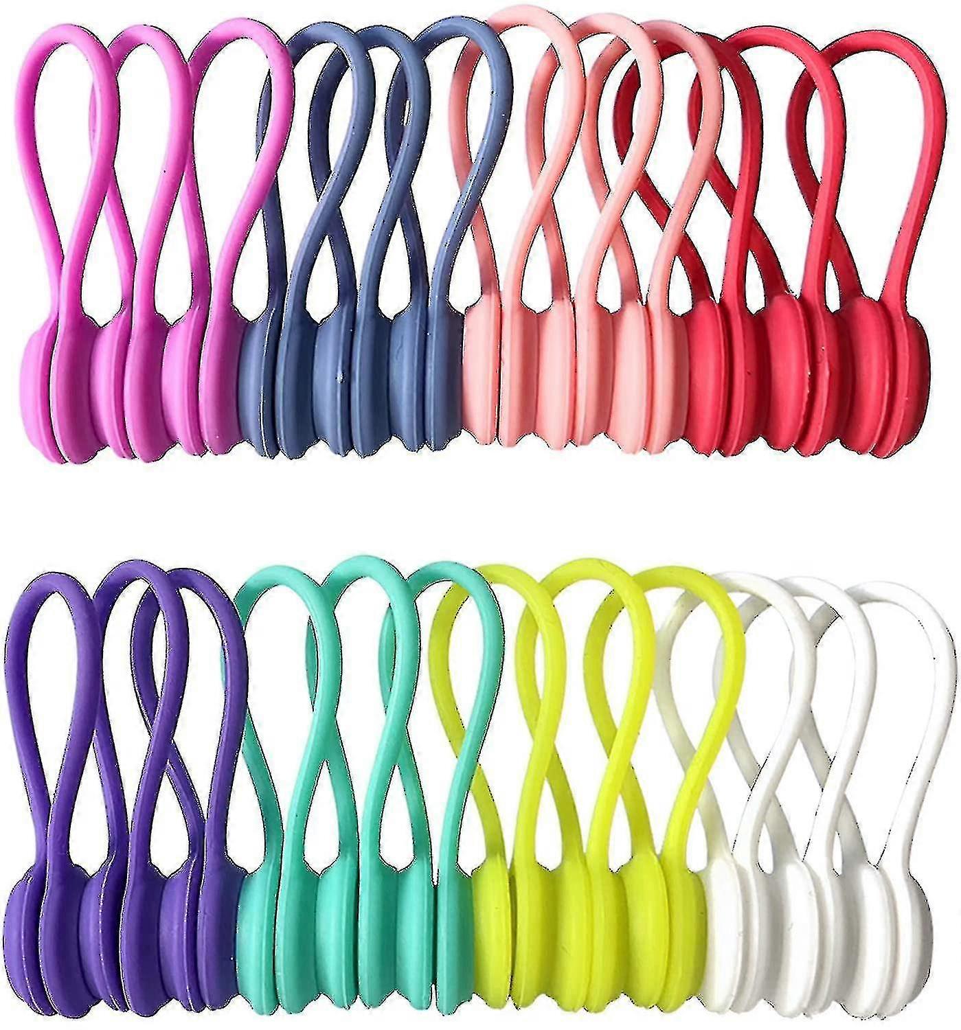 24pcs Reusable Twist Ties With Silicone Cord Winder Cable Clips