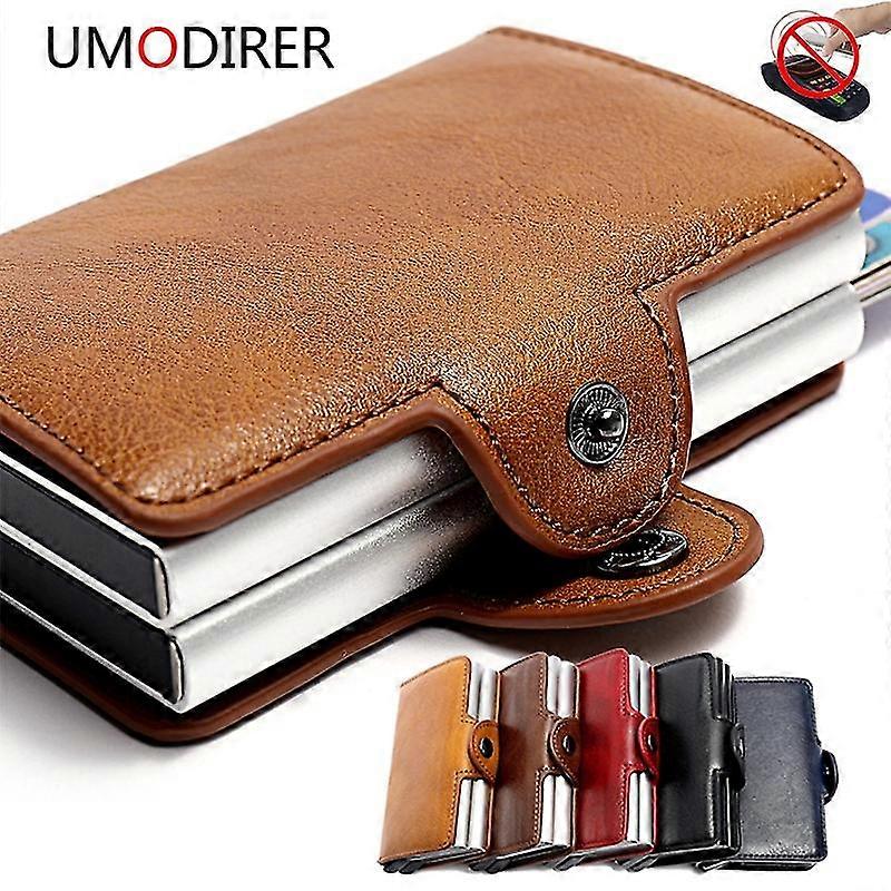 명함 홀더, 럭셔리 PU 가죽 및 스테인레스 스틸 금속 명함 홀더 지갑 신용 카드 케이스 / 여성과 남성, 자동 지갑 CA