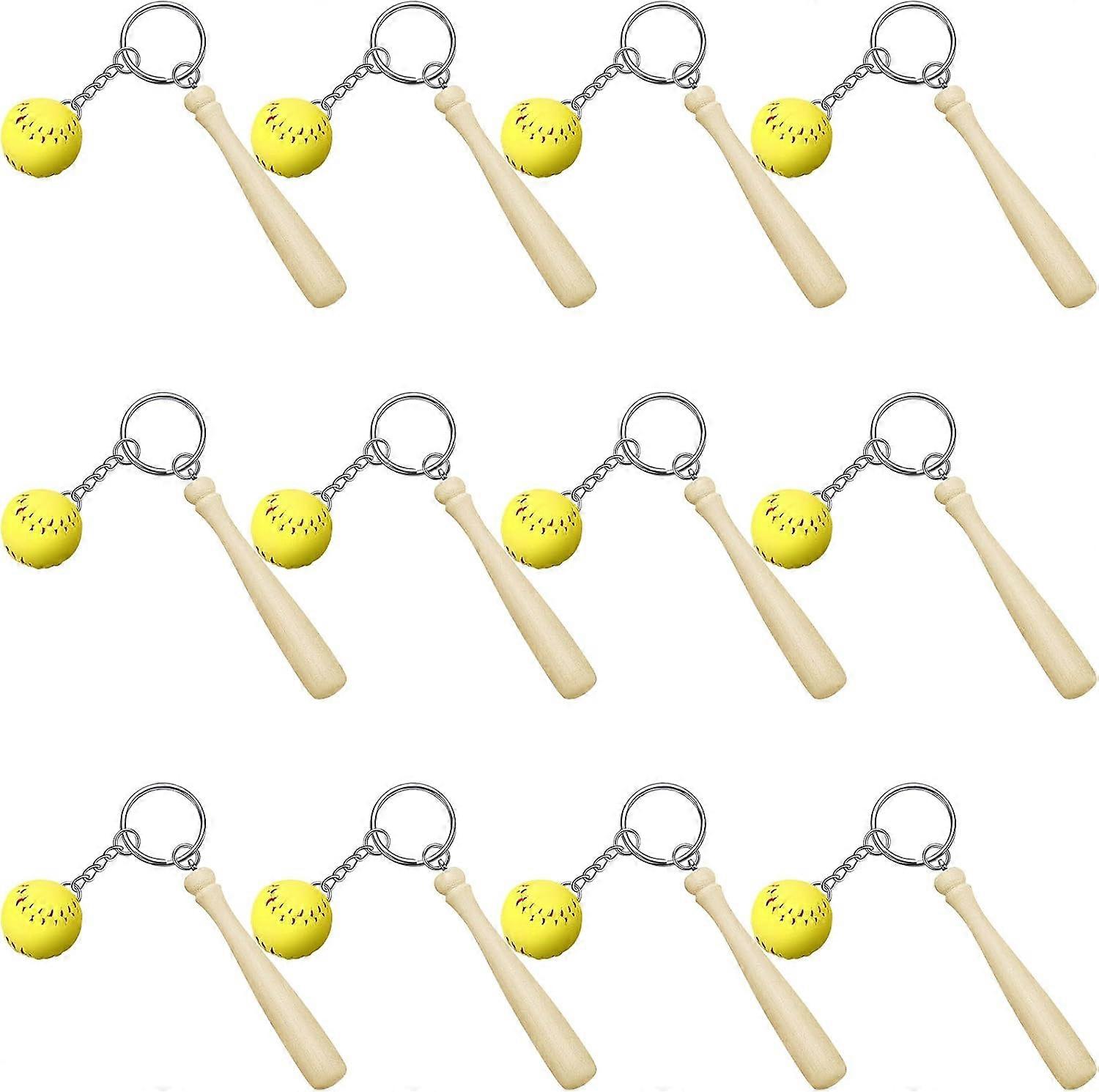 Keychain, Mini, Wooden, Softball, Keyring, Keychains