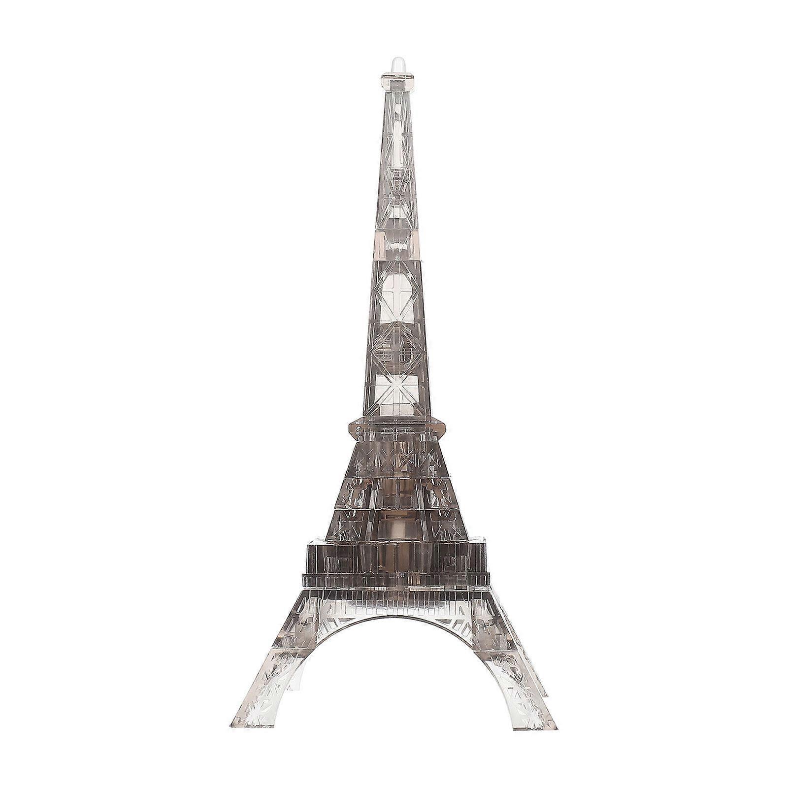 1 Set of Transparent Crystal Puzzle Eiffel Tower Model Decorative 3D Jigsaw