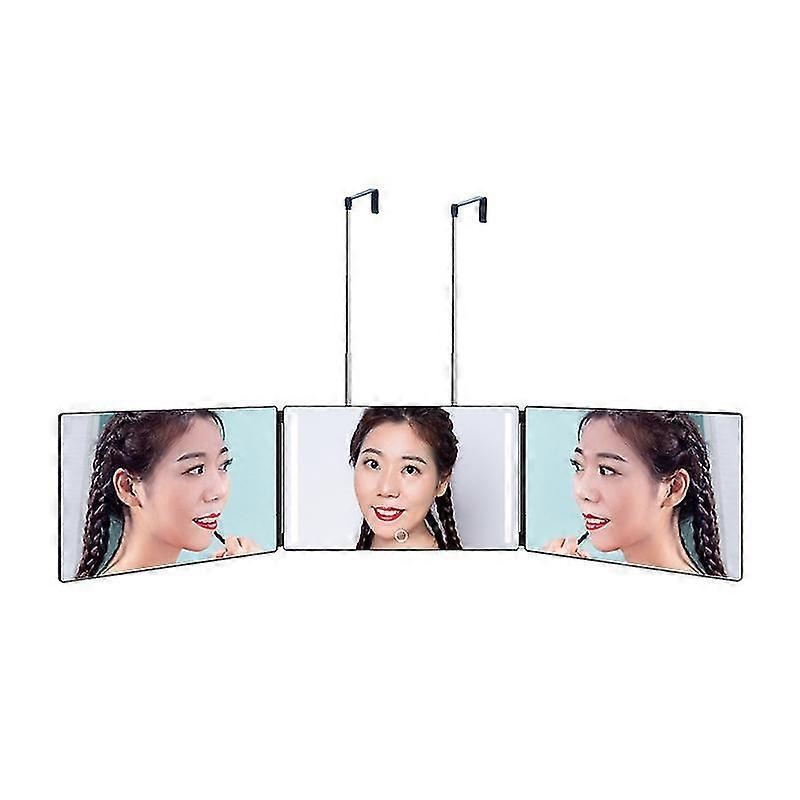 Miroir de cheveux à 360 degrés, 3 miroirs à cheveux, miroir suspendu portable, hauteur réglable, miroir cosmétique pliant, adapté à