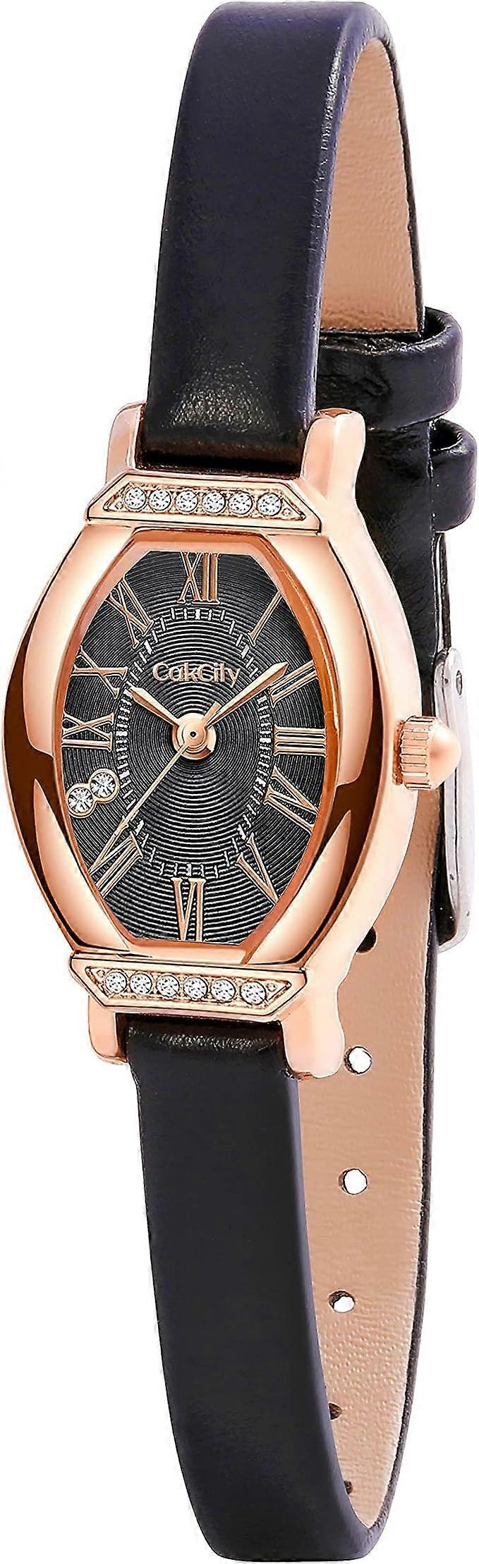 Women's Dainty Small Oval Leather Strap Watch Ladies Wrist Watch