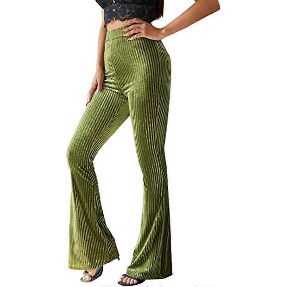Damen Samt Flare Hose Elastische Taillenhose